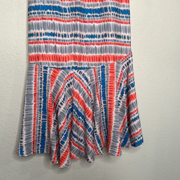 Tolani Boho Ruffle Tiered Asymmetrical Maxi Skirt Gray Orange Blue Size Large - Picture 16 of 16